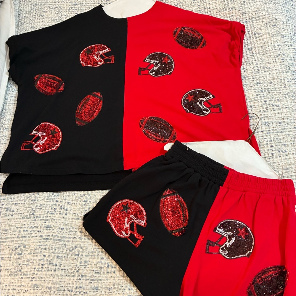 Red and Black Long Sleeve Top